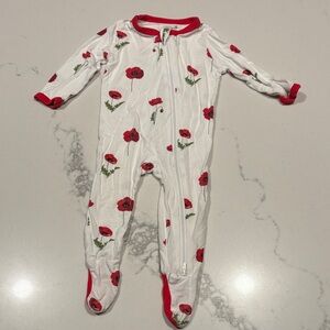 Kyte BABY Red Floral Kids One Piece Footie